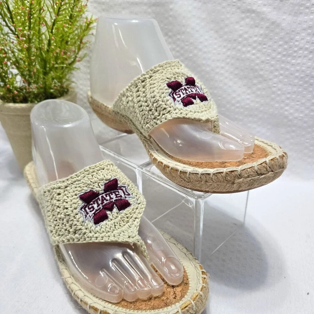 CRUZERZ MISSISSIPPI STATE BULLDOGS CROCHETED SLIP ON SANDAL ESPADRILLE  EUC SZ 9